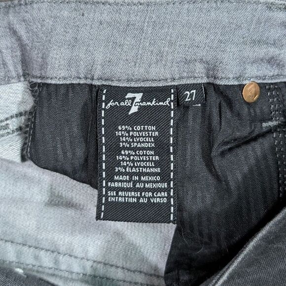 7 For All Mankind Skinny Jeans Croc Pattern Black Size 27 (28x27) Stretch - Picture 5 of 16